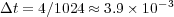 Δt = 4∕1024 ≈ 3.9× 10-3  